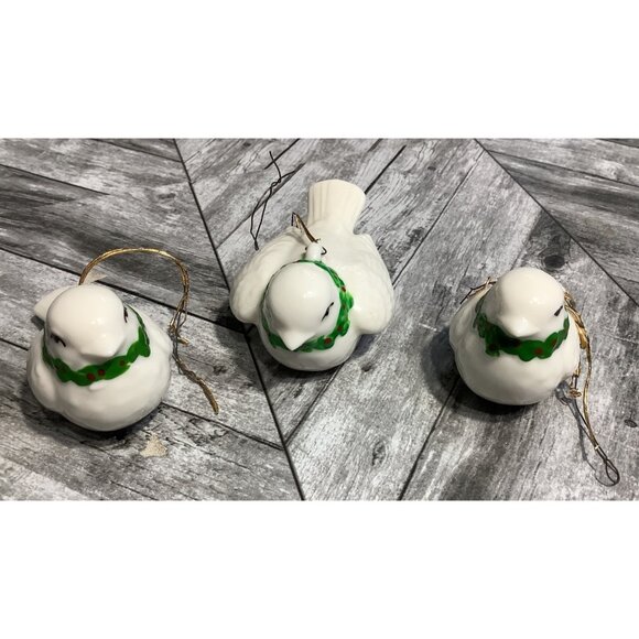 3 Vintage Fitz And Floyd Ceramic White Dove Ornament Hand Painted - Picture 1 of 10